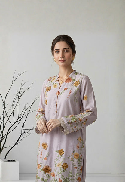 Aura 2pcs Stitched Emb Printed Swiss [D-4324]