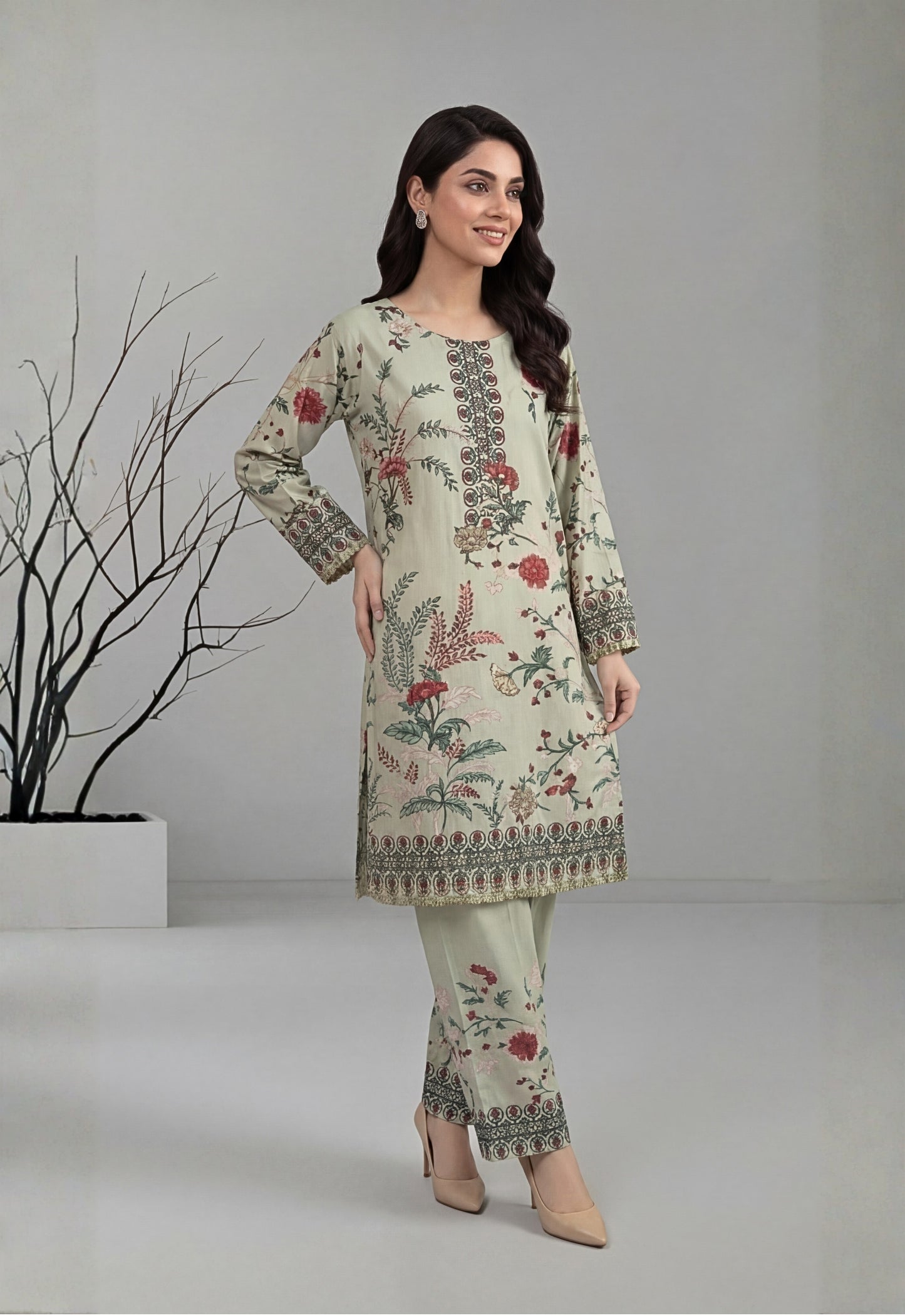 Aura 2pcs Stitched Emb Printed Swiss [D-4327]