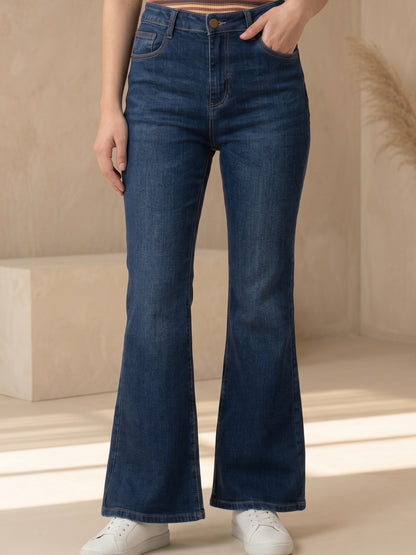 Bell Bottom Dark Blue Jeans D-002