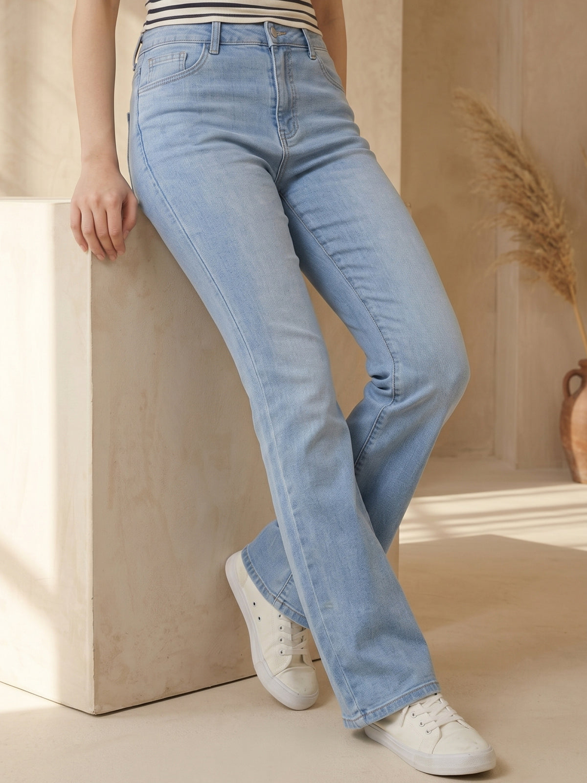 Bell Bottom Light Blue Jeans D-002