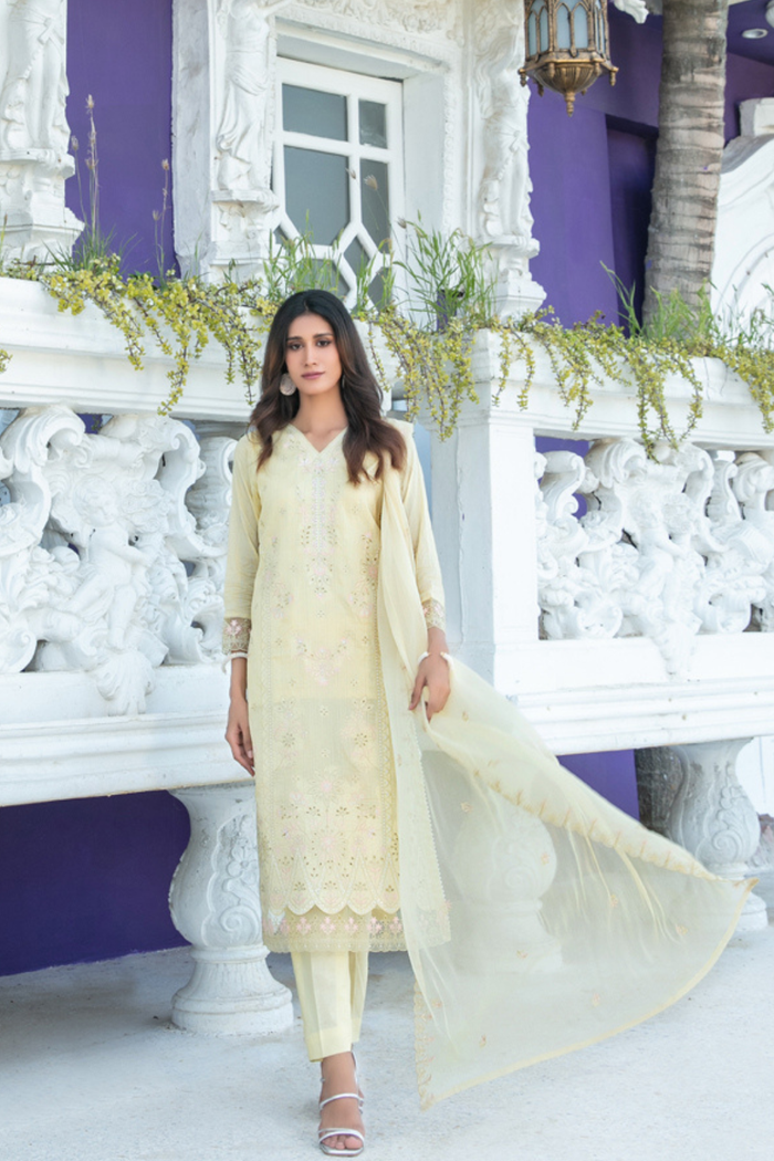Mihrimia 3pcs Un-Stitched Emb Lawn [D-1749]