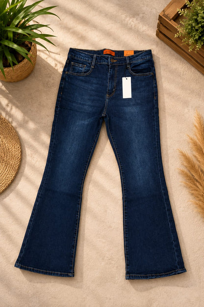Bell Bottom Dark Blue Jeans D-002