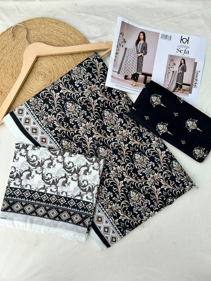 Sefa 3pcs Un-Stitched Printed Lawn [D-4138]
