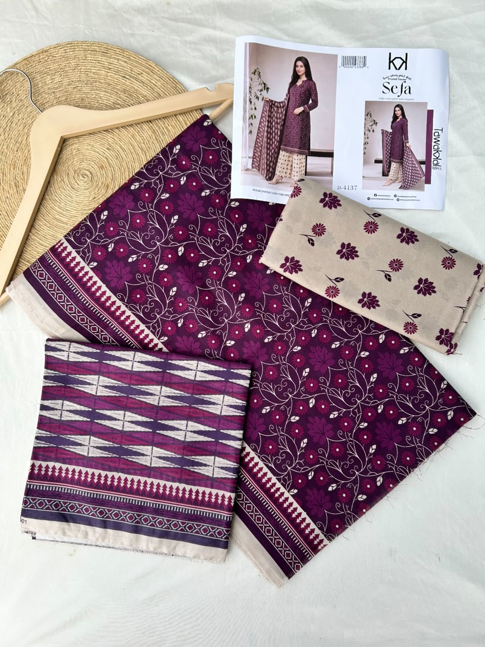 Sefa 3pcs Un-Stitched Printed Lawn [D-4137]