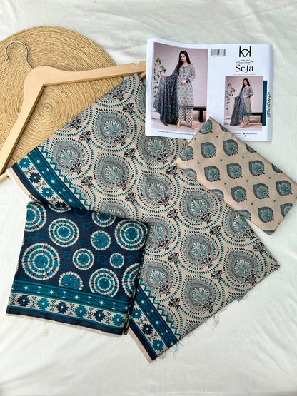 Sefa 3pcs Un-Stitched Printed Lawn [D-4136]