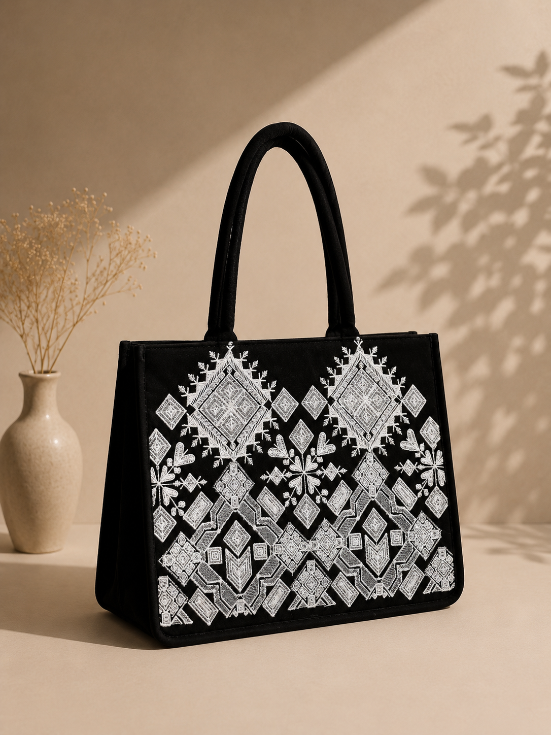 Black Velvet  Embroidered Tote Bag |TB-001
