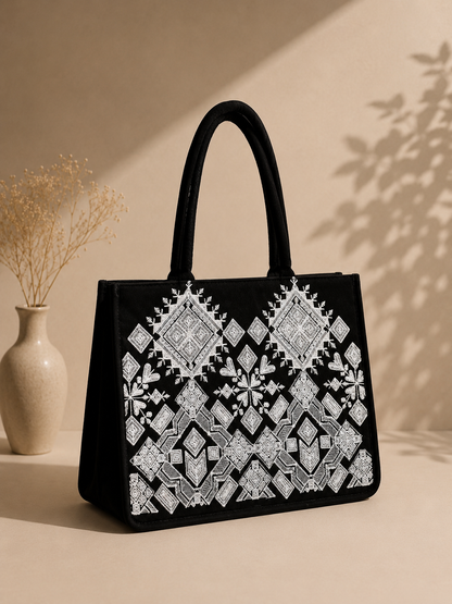 Black Velvet  Embroidered Tote Bag |TB-001