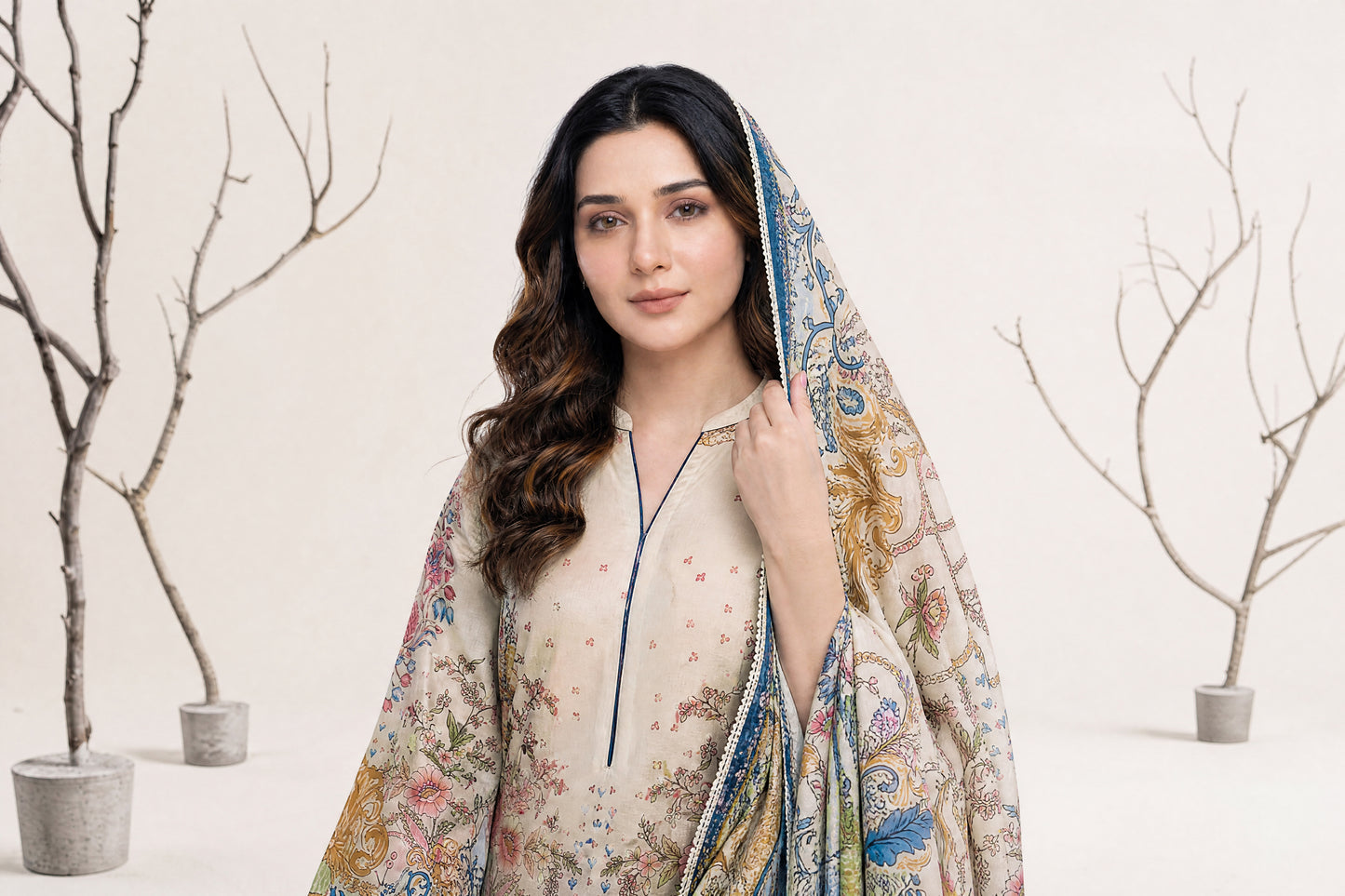 NAAZ 3pcs Un-Stitched Printed Lawn [D-4922]