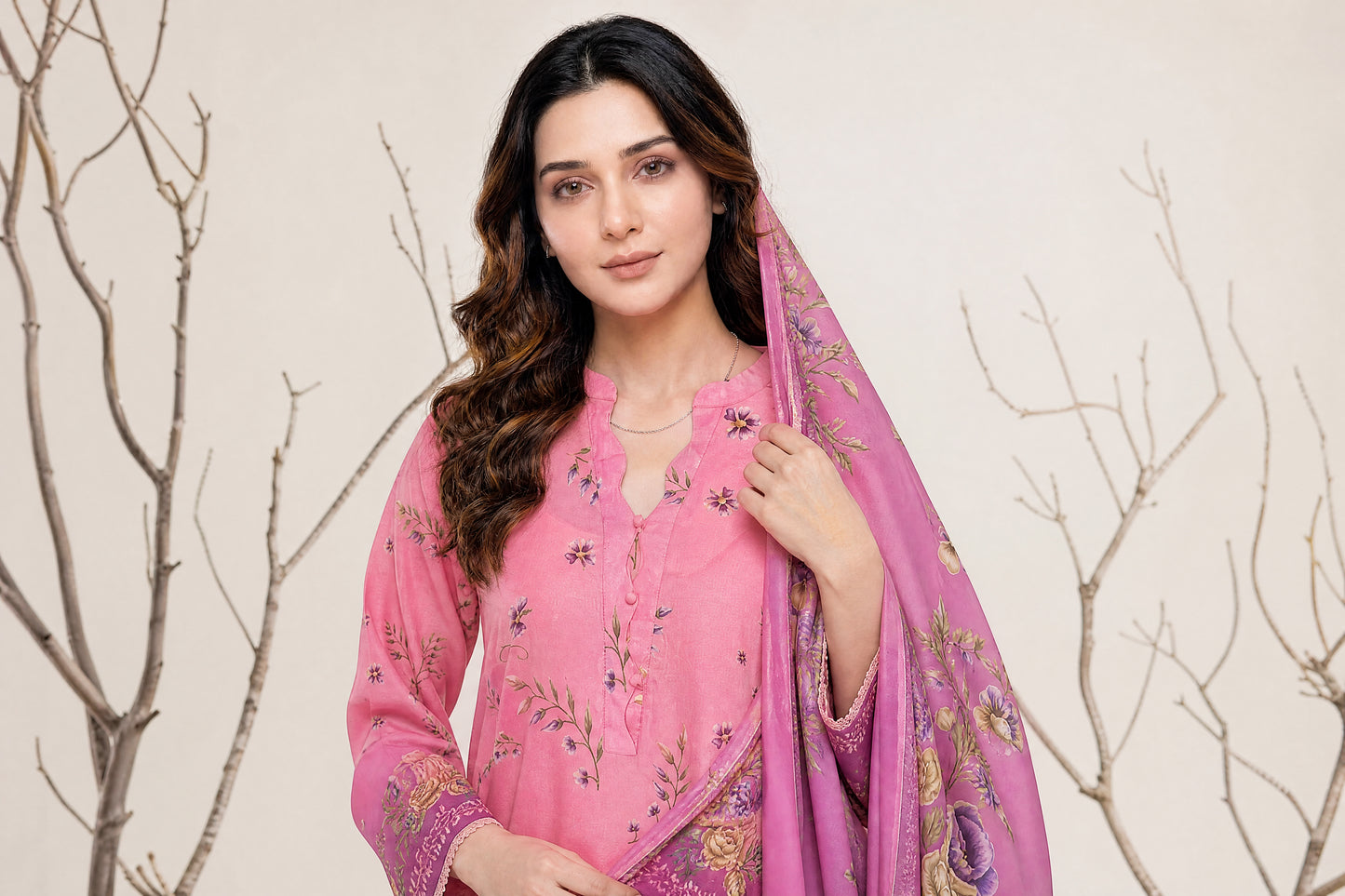 NAAZ 3pcs Un-Stitched Printed Lawn [D-4925]
