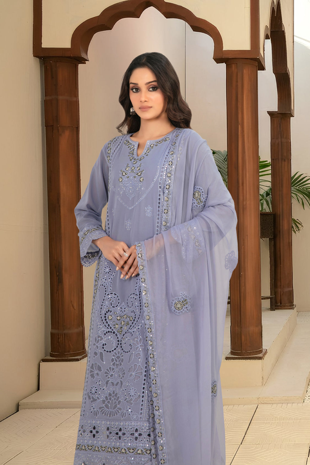 Arfiya 3pcs Un-Stitched Emb Swiss Lawn [D-2612]
